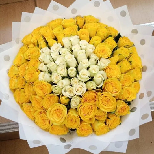 100 YELLOW AND WHITE SWEET ARRANGEMENT